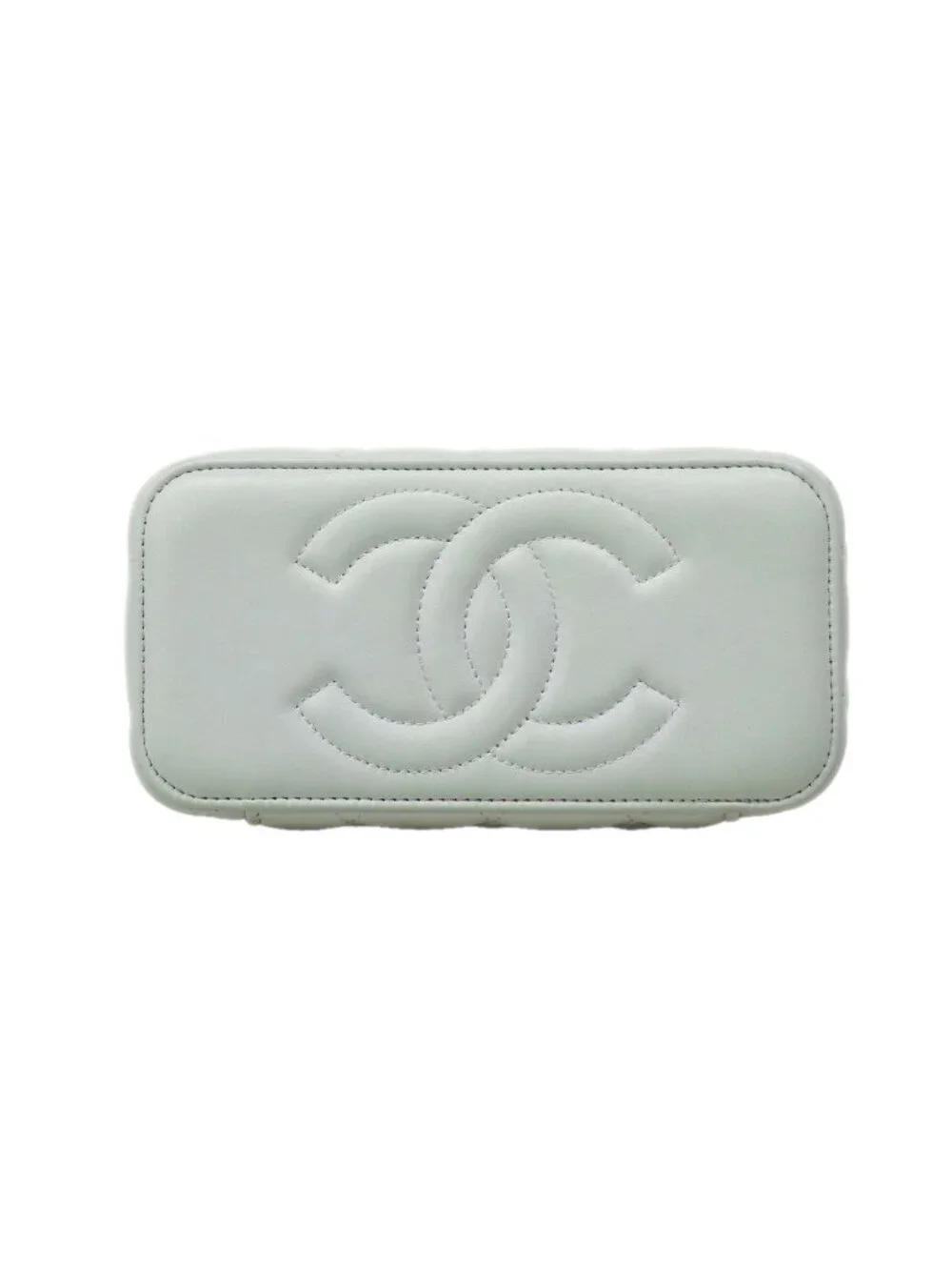Chanel Vanity Bag Quilted Lambskin Sky Blue Champagne Gold 2-Way Bag